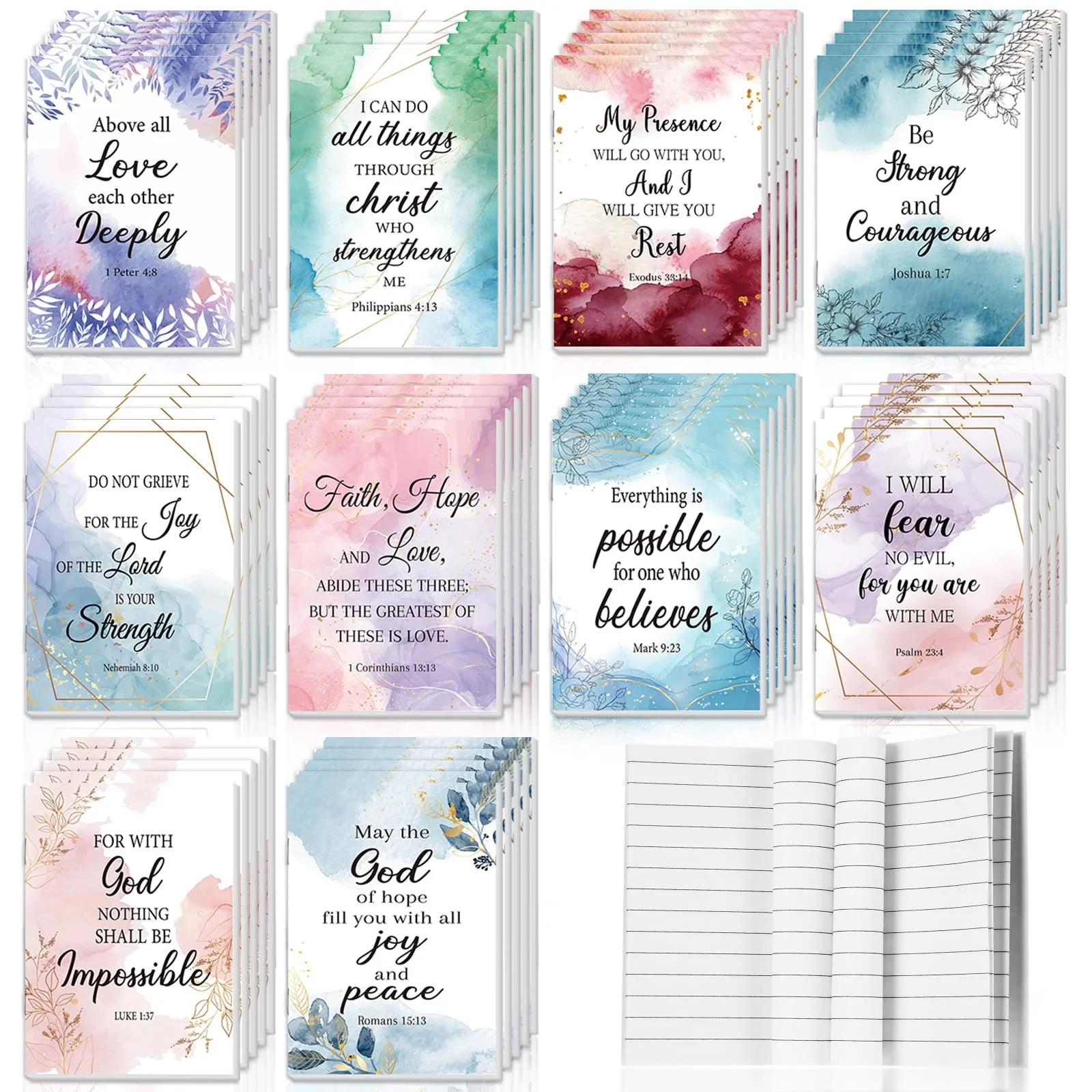 CHENGU Prayer Journal Notebooks, Gilded, 50 pcs