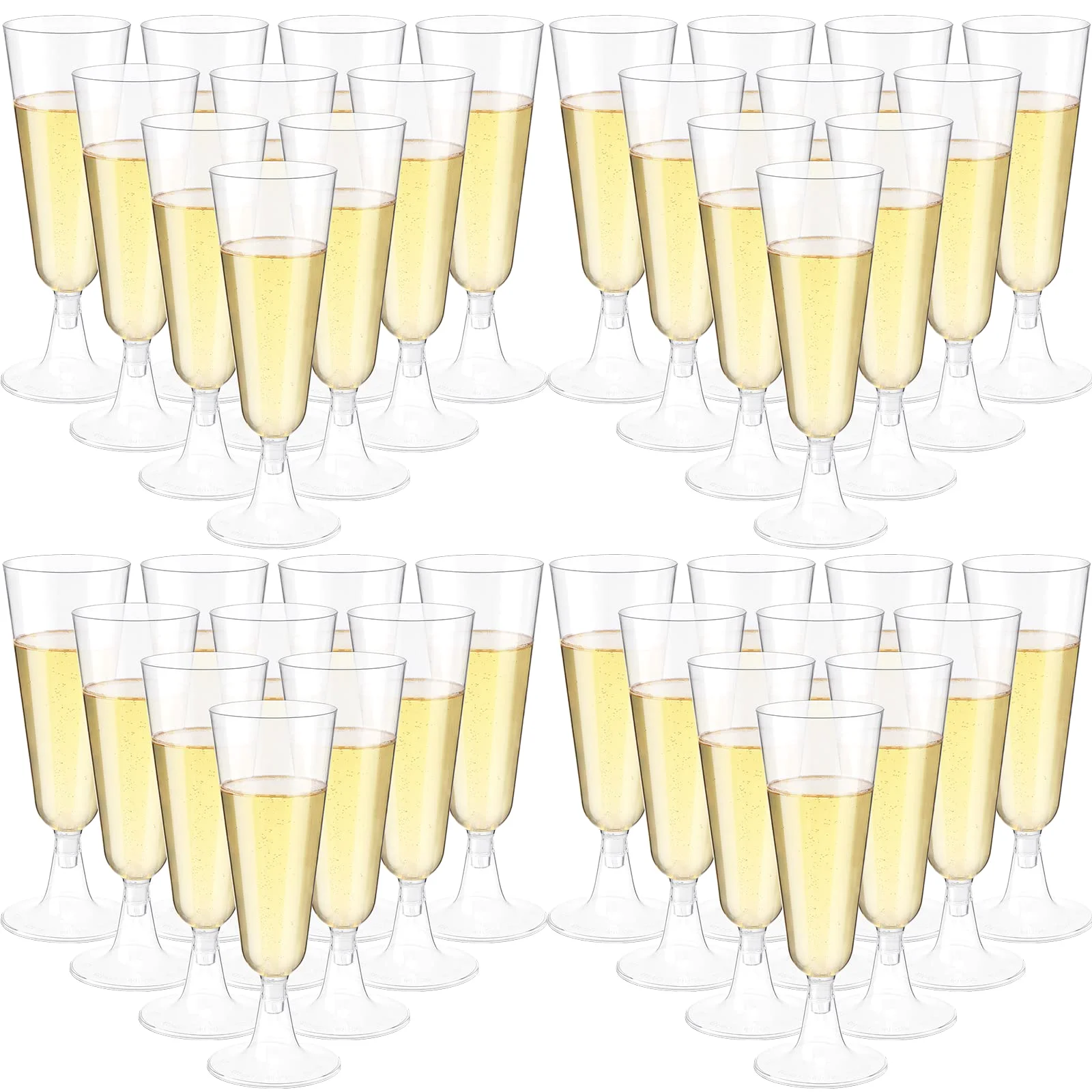 CHENGU Plastic Champagne Flutes, Clear, 150 pcs