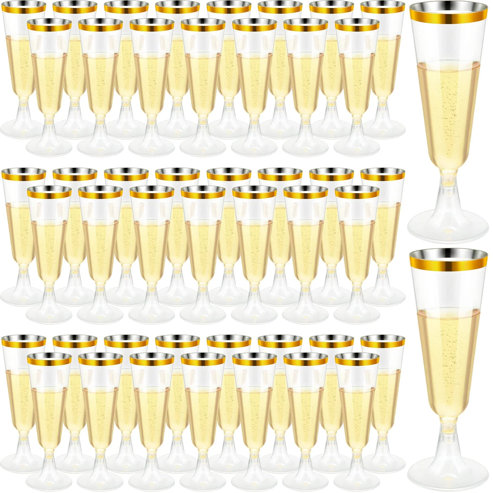 Two hundred gold rim flutes, photographed as the pack arrives.